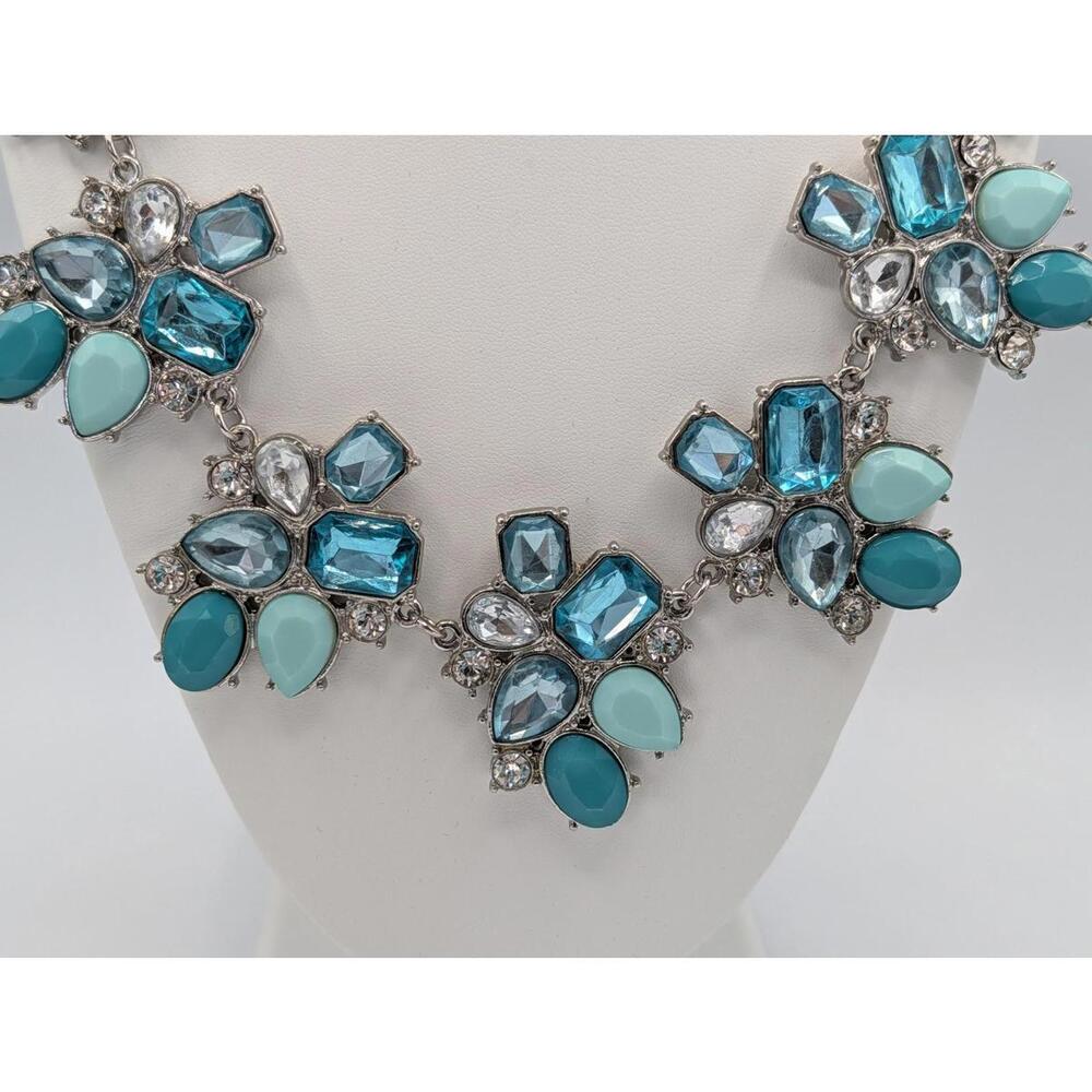 Blue and Turquoise Statement Gemstone Necklace - Picture 2 of 7